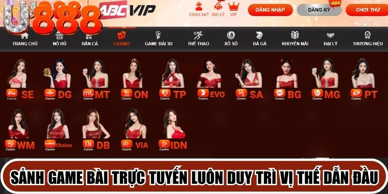 Sảnh game bài trực tuyến tại thương hiệu U888 luôn duy trì vị thế dẫn đầu